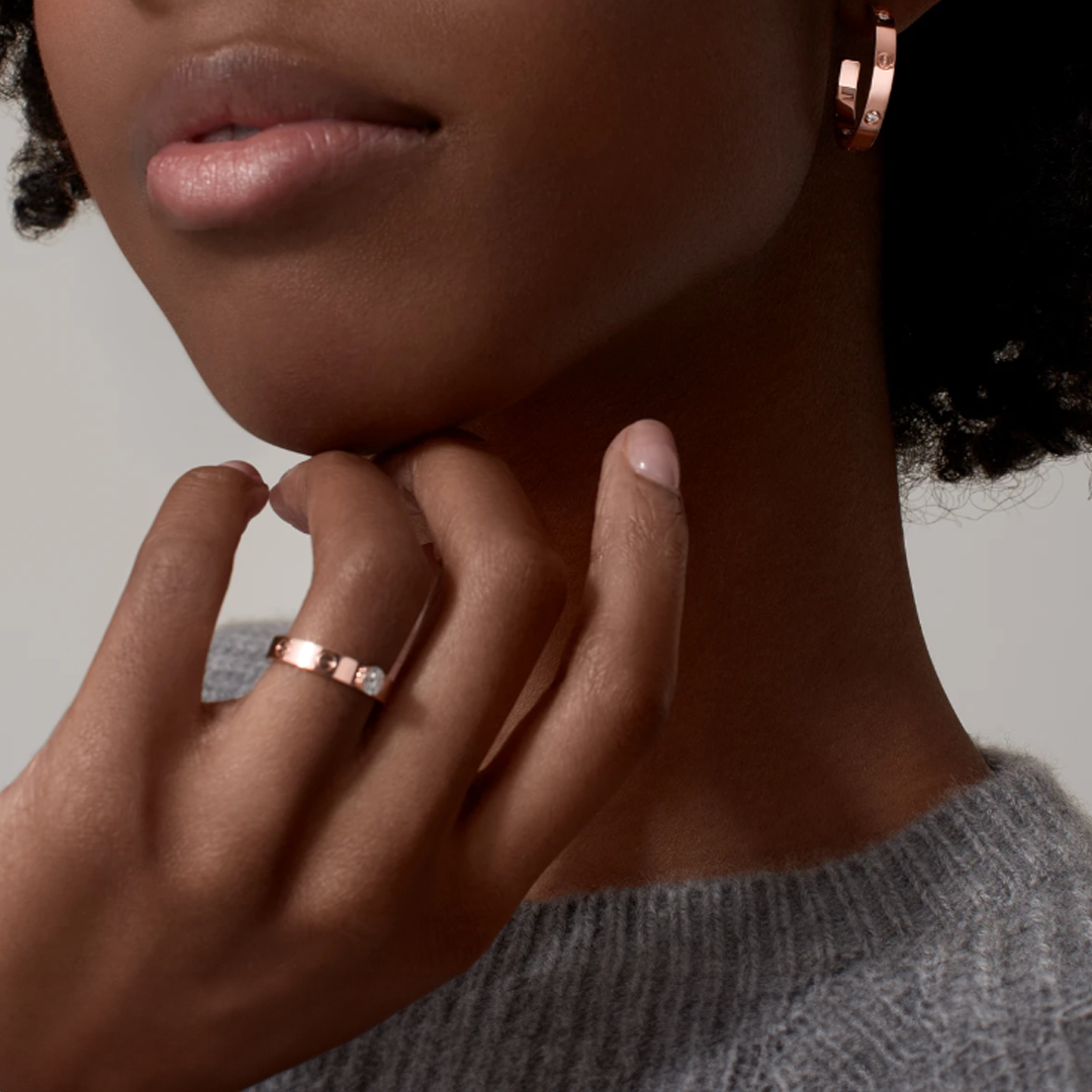 Louise rose gold earrings - 2 diamonds