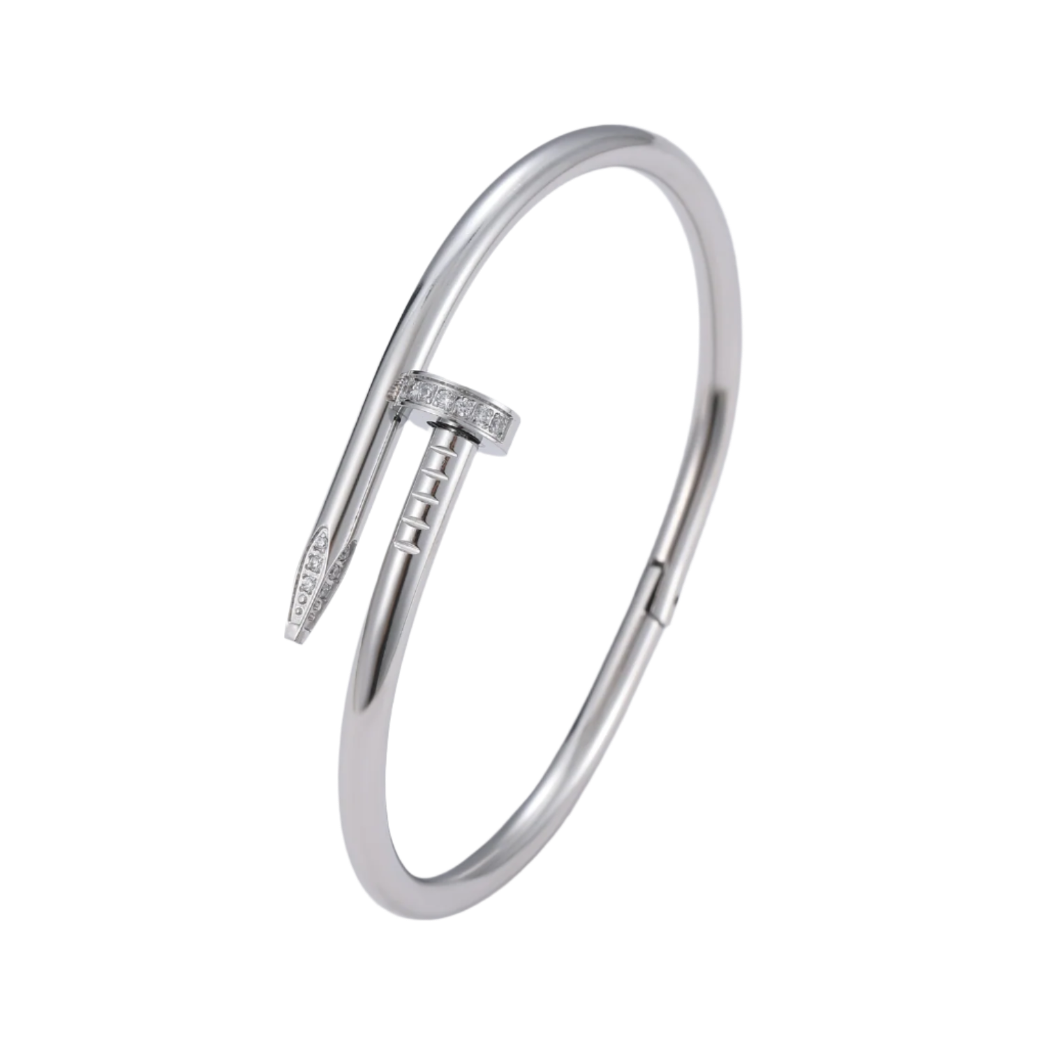 Nail Bangle - Silver / Diamond