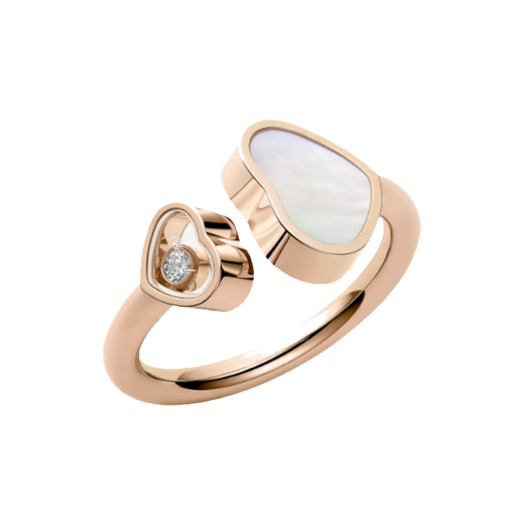 Herz Ring - Roségold / Weiß
