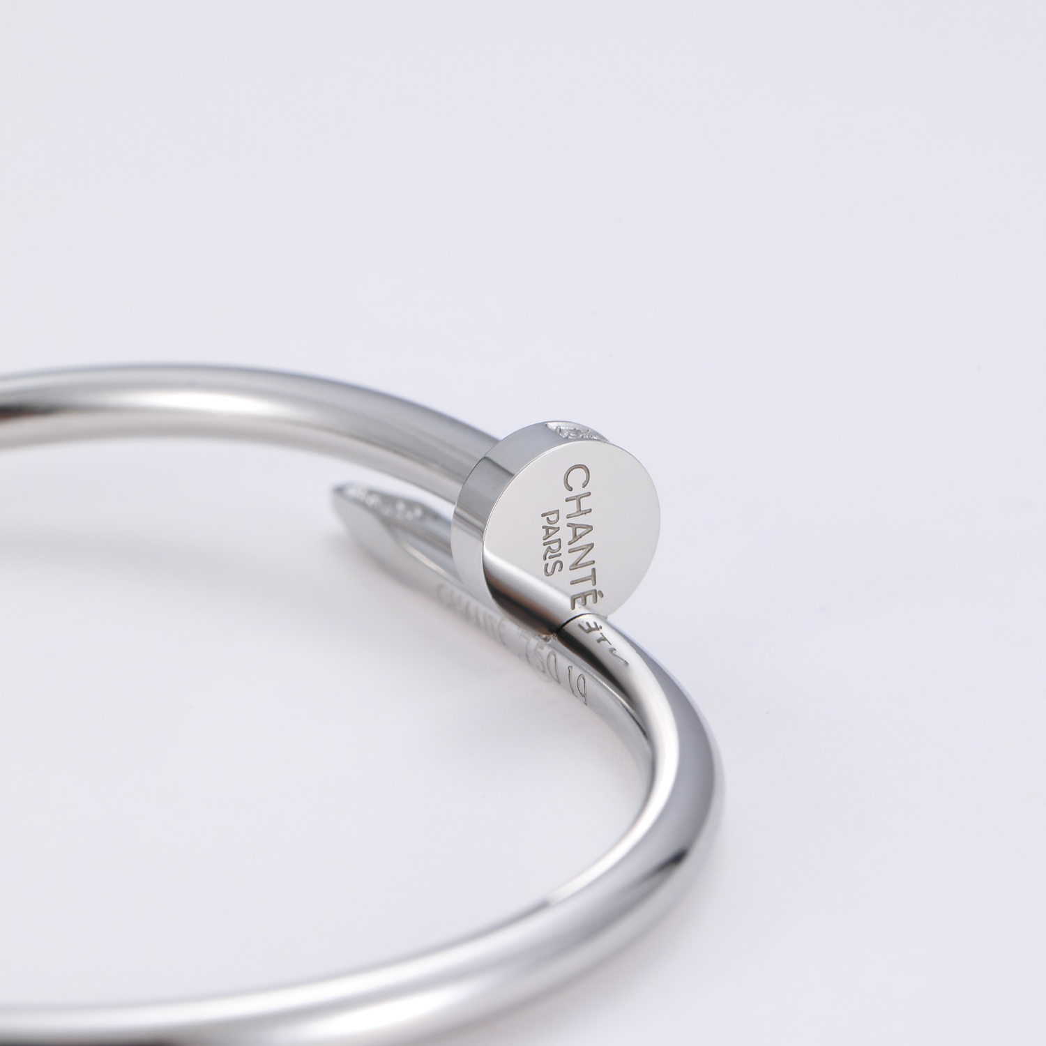 Nail Bangle - Silver / Diamond 