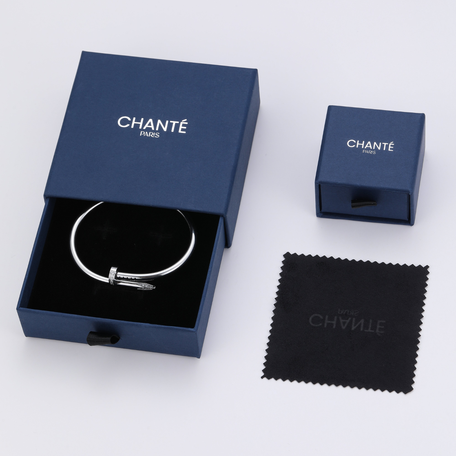 Nail Bangle - Silver / Diamond 