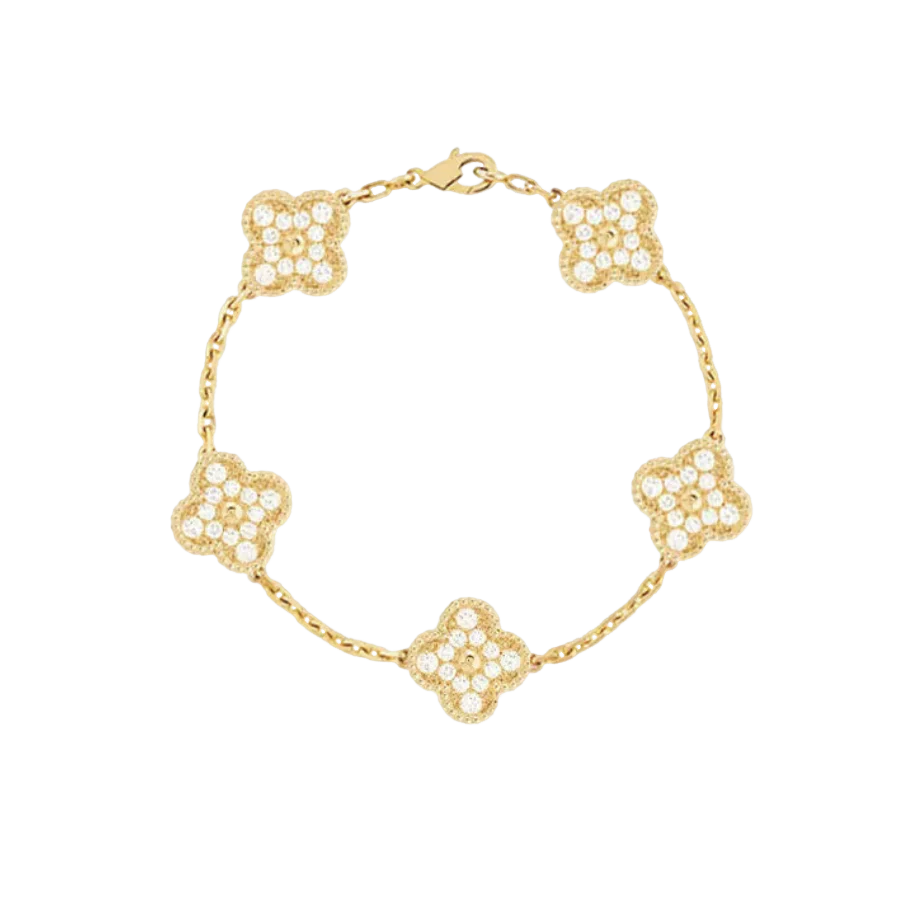 Four-leaf deluxe zirconia in gold